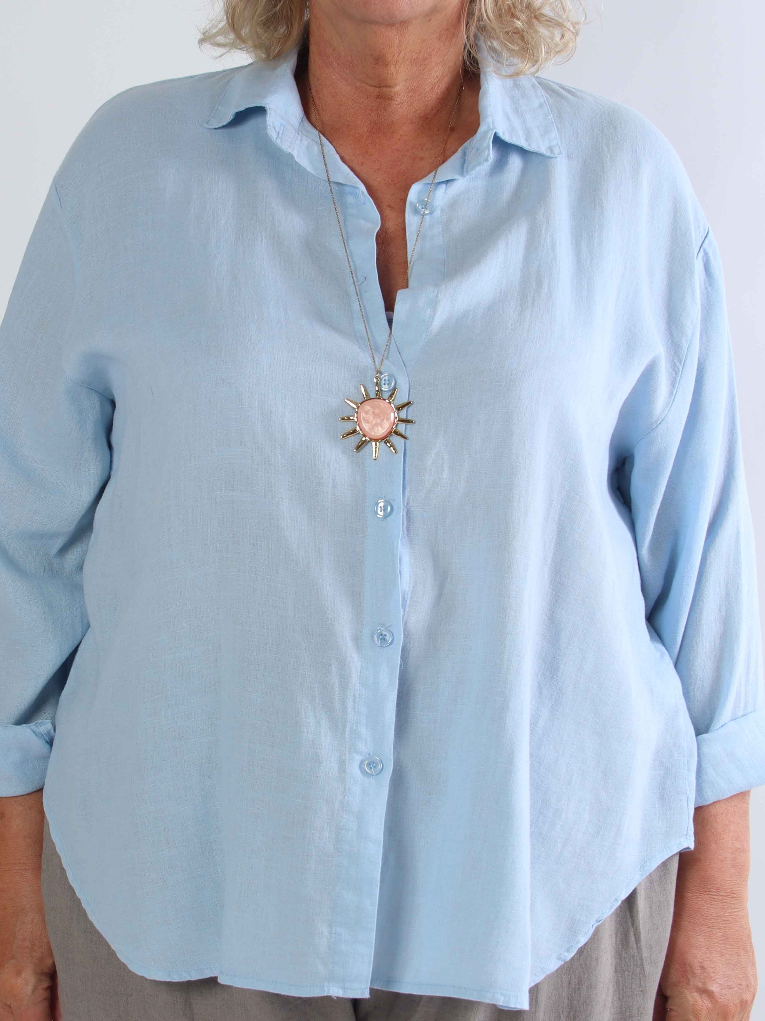 Clara Shirt - Enfärgad plus size skjorta i viskos och linne